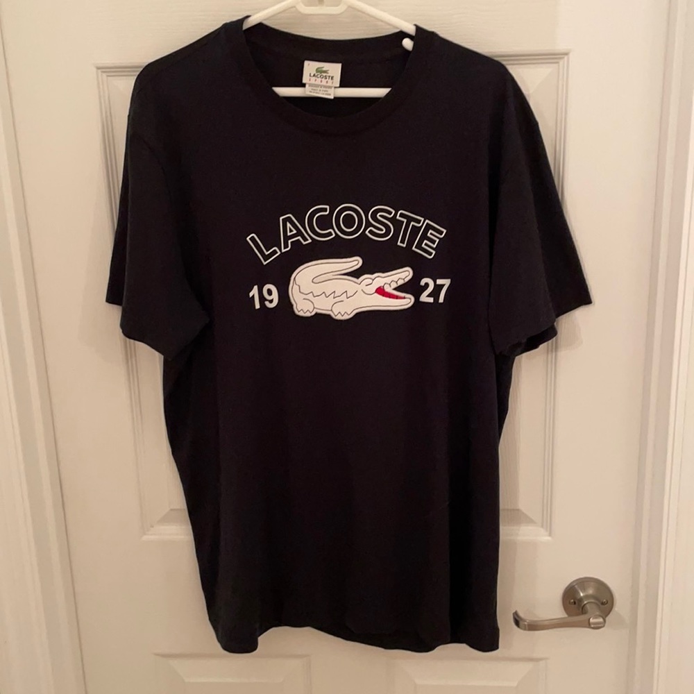 Lacoste Black Graphic Crocodile Logo Tee